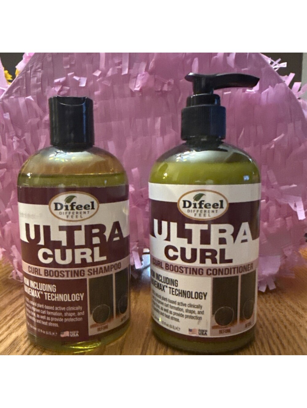 Difeel Ultra Curl w/ Argan&Shea Butter-Curl Boosting Shampoo &Conditioner 12oz.